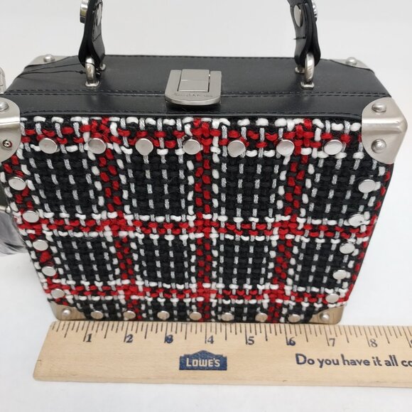 Sam Edelman Gracia Plaid Hardcase Crossbody Purse Woven Handbag Tweed Academia - Picture 13 of 15